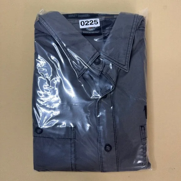 Harley-Davidson Men's XL Shirt Gray ShortSleeve Button Up Embroidered Eagle Back - Picture 10 of 10